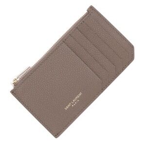 Saint Laurent Fragment Zip Card Wallet Beige